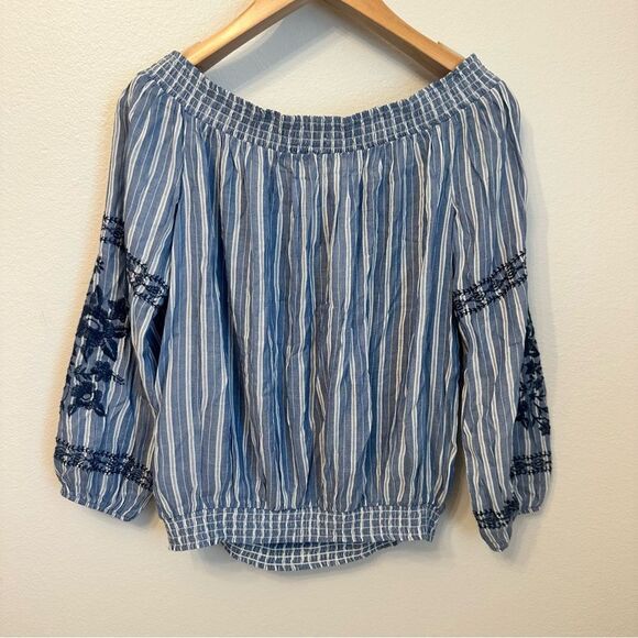 Xhilaration Blue and White Striped Blouse - Picture 4 of 4